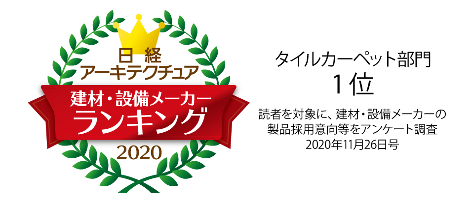 プロが選ぶ 採用したい建材 設備メーカーランキング タイルカーペット部門で2年連続第1位を獲得 サンゲツ