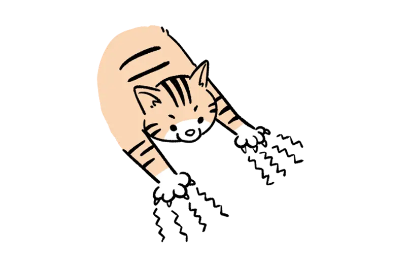 にゃんこが床を引っかくイラスト